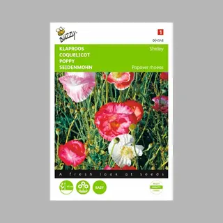 Buzzy Seeds Buzzy Papaver Klaproos Shirley Dubbelbloemig Gemengd