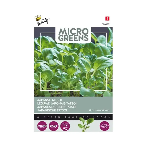 Buzzy Seeds Buzzy® Microgreens, Tatsoi - Aziatisch Bladgroen Met Milde, Nootachtige Smaak thumbnail