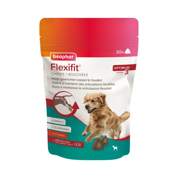 Beaphar Flexifit Chews - Joint Snacks For Dogs - Contains Undenatured Collagen Type 2 (Uc-Ii), Omega-3 (Epa), Glucosamine, Vitamin E - Supports Joints thumbnail