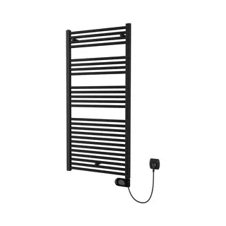 Plieger Elba Elektrische Handdoekradiator – Handdoek Verwarmer – Met Klokthermostaat – 126.2 Cm X 60 Cm – 700 Watt – Mat Zwart