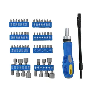 Kinzo Gereedschapset, Bitset/ Doppenset Met Ratel - 14 Doppen - 42 Bits - O.a. Torx, Inbus En Kruiskop - 58 Stuks