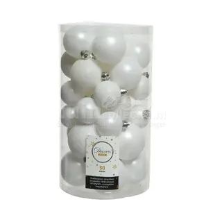 Decoris Kerstballen - 30x St - Wit - 4-5-6 Cm - Kunststof - Kerstversiering
