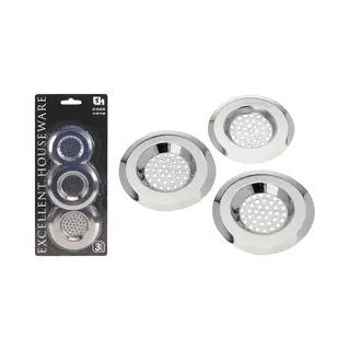 Gootsteenzeefje 3 Stuks | Gootsteenfilter | Gootsteenzeef - Rvs Zilver (2x) 8cm (1x) 6.5cm