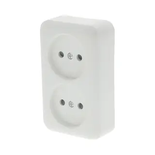 Q-Link - Wandcontactdoos - Opbouw - Dubbel Stopcontact - Kinderbeveiliging - Polarwit