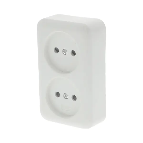 Q-Link - Wandcontactdoos - Opbouw - Dubbel Stopcontact - Kinderbeveiliging - Polarwit thumbnail