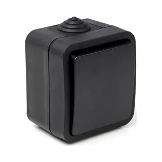 Q-Link - Wisselschakelaar - Opbouw - 1-voudig Enkel Schakelaar - Spatwaterdicht IP54 - Mat Zwart