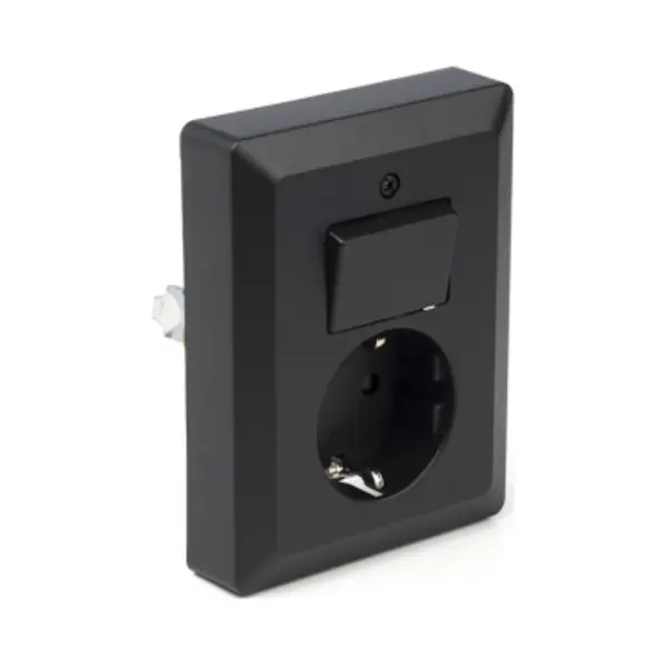 Q-link Stopcontact Met Wisselschakelaar - Zwart - Combinatie Wandcontactdoos - Inbouw Stopcontact En Schakelaar - Randaarde thumbnail