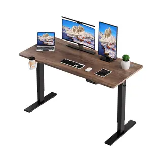 Homavo Zit-sta Bureau Elektrisch Verstelbaar 120x60cm, Geheugenfunctie En Anti-botsing, Usb-A En Type C Poorten, Verstelbare Hoogte (Walnootkleur)