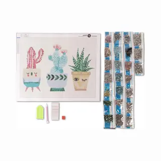 Crafts&Co - Diamond Painting Canvas - Drie Cactussen - 40 X 50 Cm - Diamond Painting Pakket Volledig