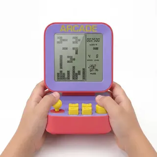 Silvergear® Retro Mini Arcade Konsole Desktop | Blockspiel Konsole 26 Spiele Mit 99 Leveln | Mini Spielautomat Tischkonsole | 2 Bit Lcd Bildschirm |