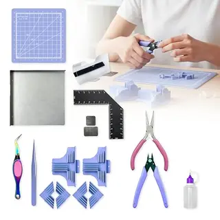 Crafts&Co® Modellbau Werkzeug Set | 17-teiliges Komplettes Set | Für Miniaturhäuser Bausatz | Diy Bastel Sets | Miniatur Zubehör