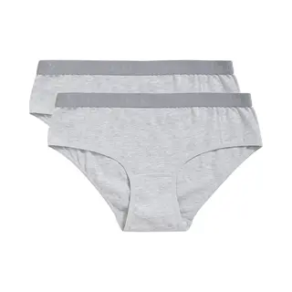 Ten Cate Basics Organic Cotton Stretch Hipster Grey Melange 2 Pack Voor Meisjes | Maat 98/104