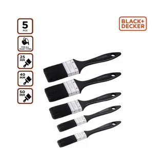 Black+Decker Platte Verfkwastenset – 5-delige Kwastenset Voor Strak En Streeploos Schilderwerk – Geschikt Voor Meubels, Deuren, Kozijnen & Grote
