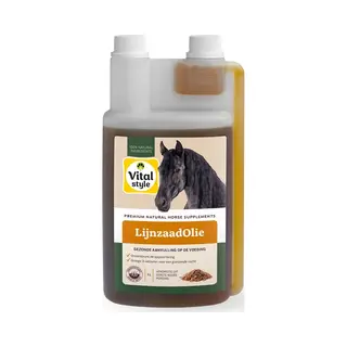 VITALstyle Lijnzaadolie - Paarden Supplement - Dé Gezonde Aanvulling Op De Voeding - Met Omega 3, 6 & 9 Vetzuren - 1 L