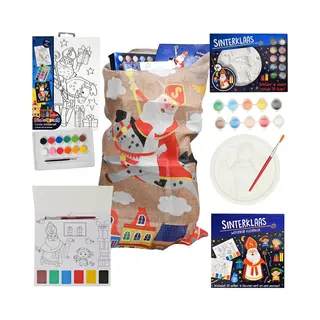 WIns-Holland B.V. Schilderpakket Sinterklaas Met Gratis Jute Zak - Schoencadeautjes Sinterklaas - Sinterklaas Cadeautjes Kinderen - Sinterklaas Decoratie En Versiering