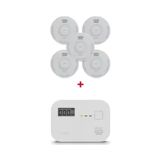 Alecto Brandmelder Set - 5 Stuks SD110 Rookmelders Met 10 Jaar Sensor + COA3910 Koolmonoxidemelder 10 Jaar Sensor