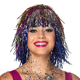 Boland - Pruik Metallic Multikleur Multi - Steil - Halflang - Vrouwen - Showgirl - Glitter And Glamour