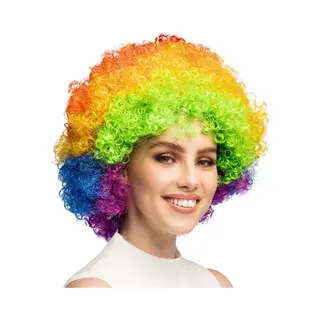 Boland - Pruik Groove Multikleur Multi - Afro - Kort - Unisex - Danser/danseres - 70's, 80's & 90's - Disco