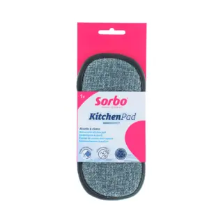 Sorbo Kitchen Pad 2-Pack, Dual-sided, Super Absorbent, Non-scratch Scrubber. Great For Limescale, Streak-free Cleaning. Long-lasting, Machine
