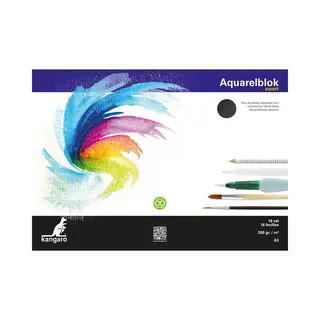 Kangaro Aquarelpapier - A3 - 300 Grams - 16 Vel - Zwart - Zuurvrij - K-5313