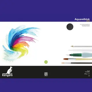 Kangaro Aquarelpapier, A2, 300 G, Zwart, 12 Vellen