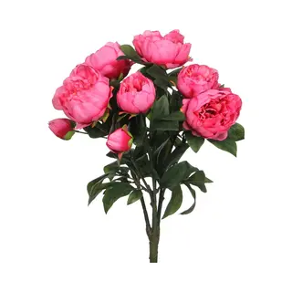 Mica Decorations Kunstbloemen Boeket Pioenfuchsian - Fuchsia - 55 Cm - Decoratie Bloemen - Nepbloemen