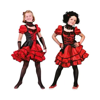 Funny Fashion Verkleedpak Saloon Girl Jurk Rood Meisje French Can Rosalie 116 - Carnavalskleding