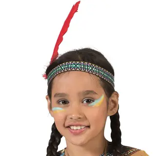 Funny Fashion Indianenband - Met Veer - 54 Cm - Polyester - Wilde Westen - Verkleedartikelen - Kinderen