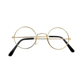 Funny Fashion Verkleed Bril - Rond - Goud Montuur - Voor Volwassenen - Kerstman/opa/oma - Verkleedaccessoires