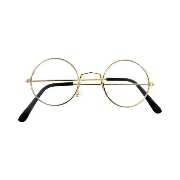 Funny Fashion Verkleed Bril - Rond - Goud Montuur - Voor Volwassenen - Kerstman/opa/oma - Verkleedaccessoires thumbnail