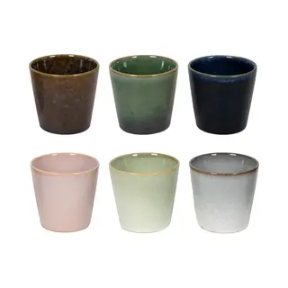 Studio Tavola Koffiekopjes Wind - Bruin/Groen/Roze/Blauw/Grijs - 6 Stuks 200 Ml Aardewerk - Vaatwasser- En Magnetronbestendig