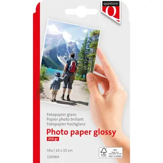 Quantore Fotopapier 10x15cm Hochglanz 245 Gramm 50 Blatt (10 X 15 Cm, 50 x), Fotopapier