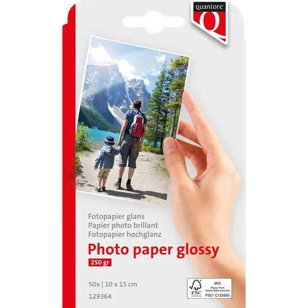 Quantore Fotopapier 10x15cm Hochglanz 245 Gramm 50 Blatt (10 X 15 Cm, 50 x), Fotopapier thumbnail