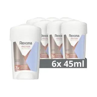 6x Rexona Deodorant Stick Cream Maximum Protection Clean Scent 45 Ml