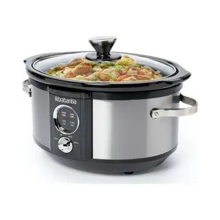 Brabantia Slow Cooker, 3.5 Literm Antihaftbeschichtung, Drei Verschiedene Heizstufen, Kontrollleuchte, Abnehmbarer Topf, Geeignet Für 4 Personen, 180