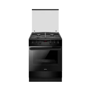 Inventum VFG6034WGZWA fornuis Vrijstaand fornuis Electrisch Gaskookplaat Zwart