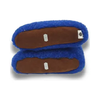 Dina Wollen Sloffen 100% Wol Pantoffels -blauw/wit Hoog Model- Maat 40