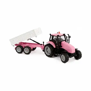 Kids Globe Die-cast Tactor Met Aanhanger - Roze