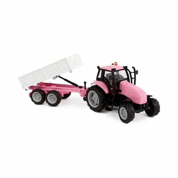 Kids Globe Die-cast Tactor Met Aanhanger - Roze thumbnail