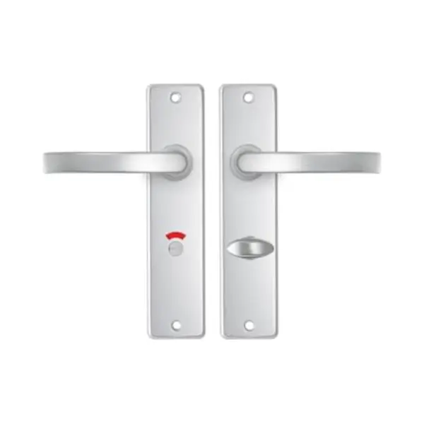 Axa Deurbeslag Set Binnendeur - Edge Basic Blok - Deurkruk Aluminium - Voor Toilet/badkamer - TL63-8 - Deurklink Met Schild thumbnail
