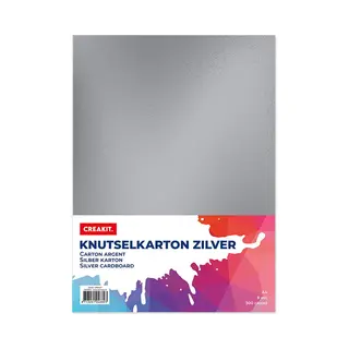 Creakit. Karton A4 - Knutselpapier - 300grs - Metallic - Zilver - 8 Vel