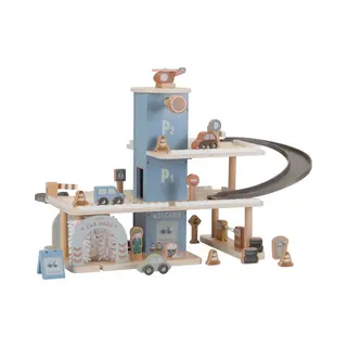 Little Dutch Parkhaus Parkgarage 3 Etagen Aus Holz Spielset Mit Viel Zubehör - Blau