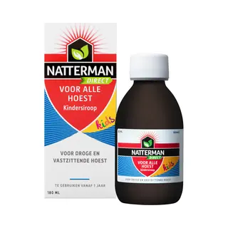 Natterman Direct Voor Alle Hoest Kindersiroop - Voor Droge En Vastzittende Hoest - Vanaf 1 Jaar - Kids - Hoestdrank - Medisch Hulpmiddel - 180 Ml