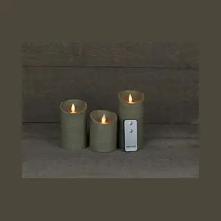 Anna's Collection Led Kaarsen/stompkaarsen - 3x St - Taupe - Afstandsbediening - Kaarsenset