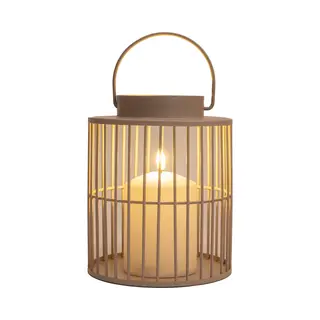 Anna's Collection Anna Collection Windlicht/kaarsenhouder Buiten Lantaarn - Beige/zand - 15 X 18 Cm - Metaal - Incl. Led Kaars - Tuinlampen