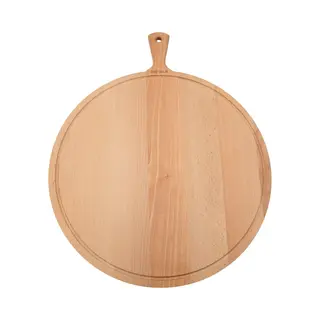 Boska Serveerplank Rond Amigo Xxl - Borrelplank Met Handgreep - Rustiek Beukenhout - Bruin - Ø 50 Cm