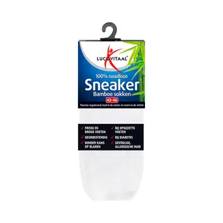Lucovitaal bambolux Lucovitaal Bamboe Sneakersok Wit Maat 39-42 1 Paar
