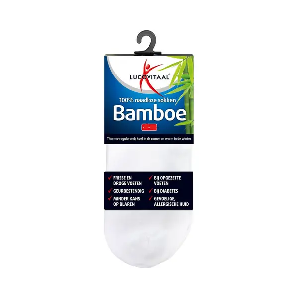 Lucovitaal Bamboe Enkelsokken Wit 39-42 thumbnail