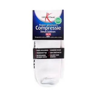Lucovitaal Compressie Steun Sokken Wit Maat 36-41 1 Paar