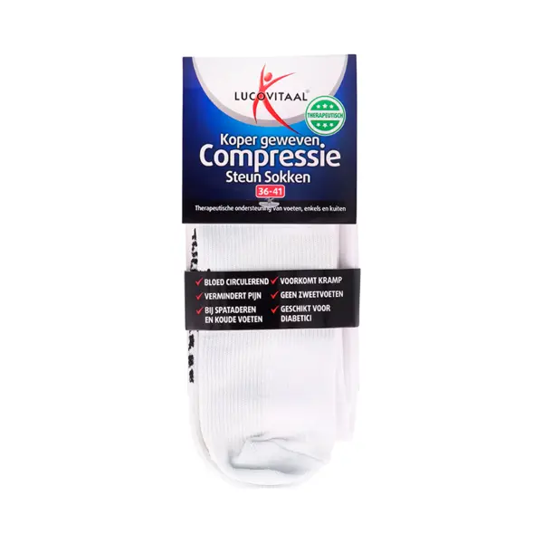 Lucovitaal Compressie Steun Sokken Wit Maat 36-41 1 Paar thumbnail